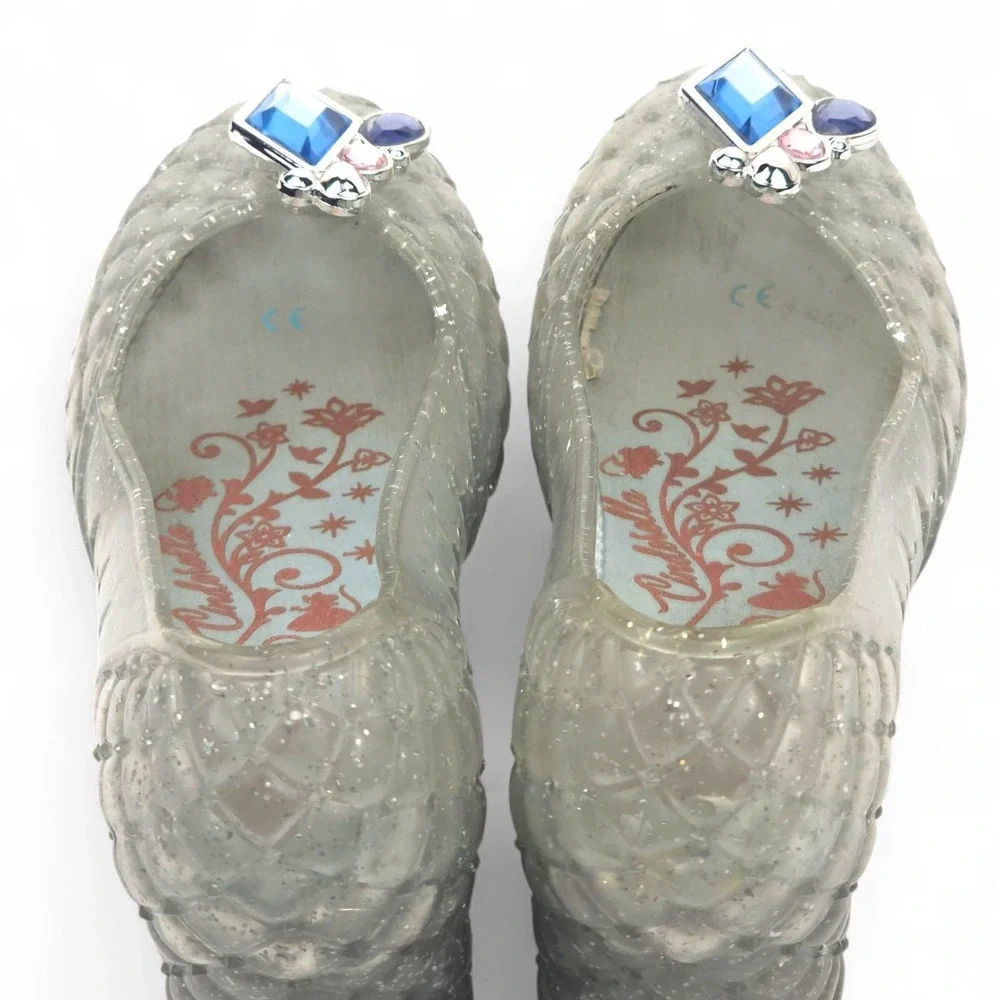 Disney Cinderella Light Up Glass Slipper Jelly Shoes Wedge Girls Youth Sz 2/3